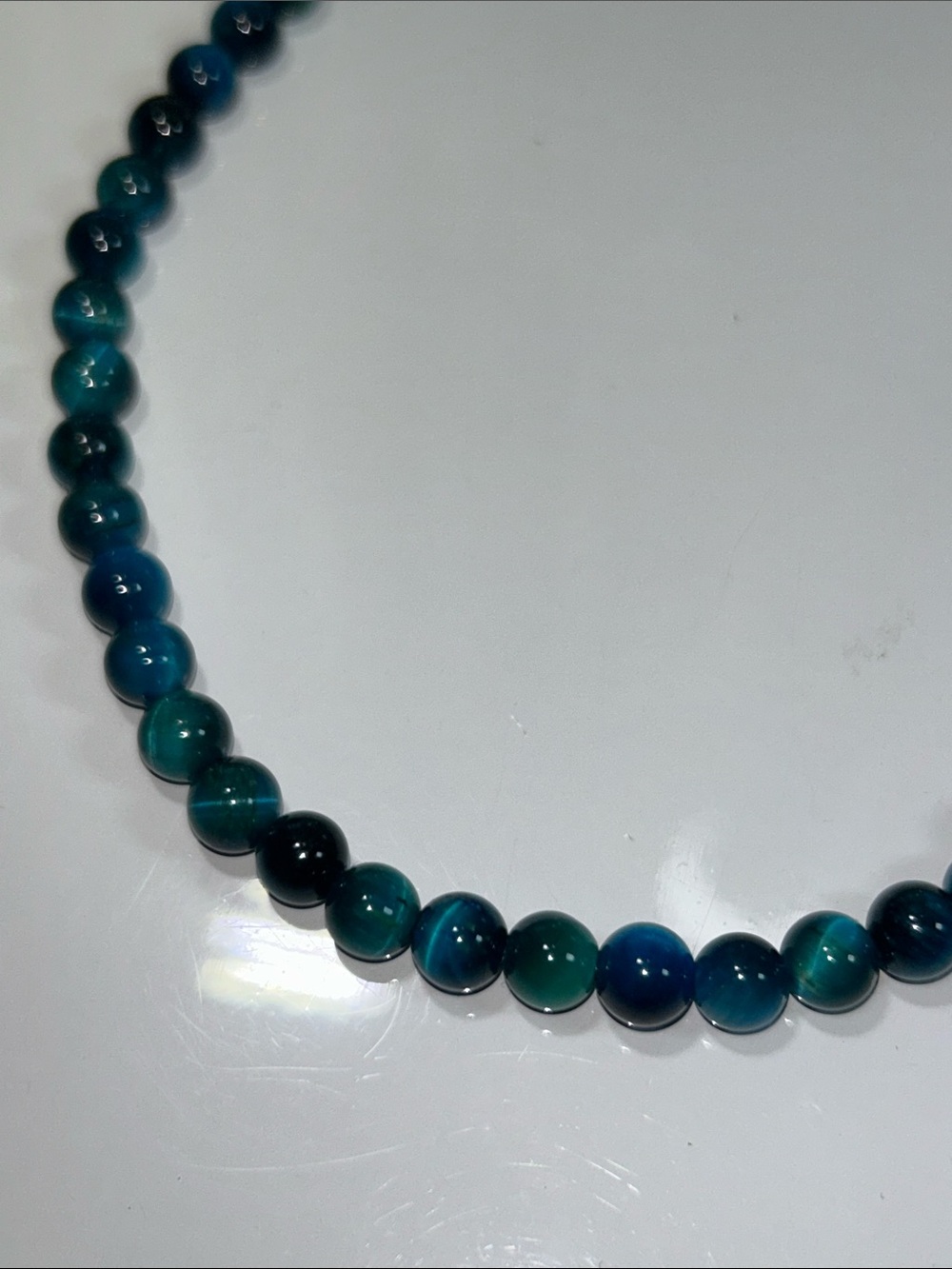 New Artisan Handmade Genuine Blue Tigereye Gemstone Beaded Stainless Necklace